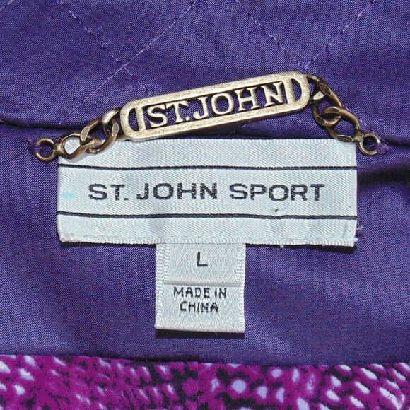 ST.JOHN SPORT Vest, L, Purple Quilted, Big Collar Zipper, Pockets - Picture 14 of 16